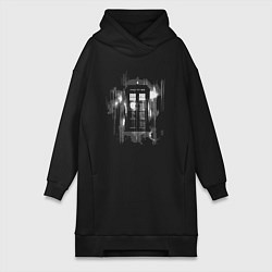 Женское худи-платье Tardis grey, цвет: черный