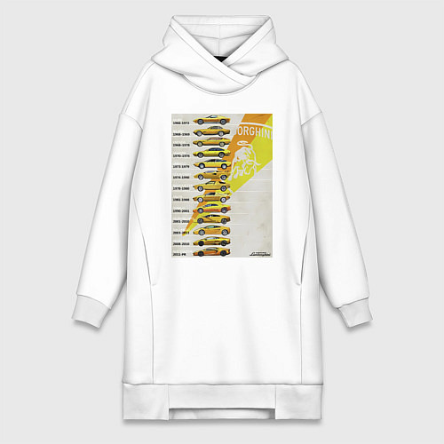 Женская толстовка-платье Lamborghini эволюция / Белый – фото 1
