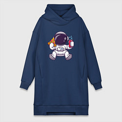 Женская толстовка-платье Космонавт ест пиццу