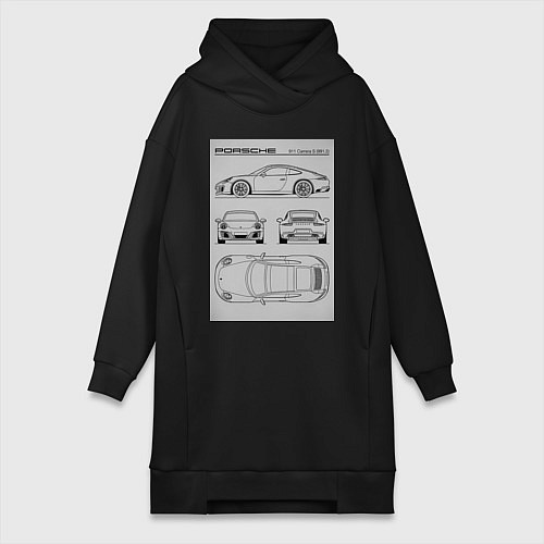 Женская толстовка-платье Porsche 911 гоночный автомобиль / Черный – фото 1