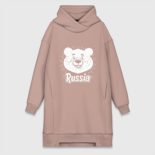 Женская толстовка-платье Россия и медведь / Пыльно-розовый – фото 1