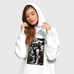 Женское худи-платье Ленин киборг - нейросеть, цвет: белый — фото 2