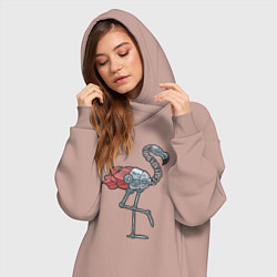 Женское худи-платье Робот фламинго, цвет: пыльно-розовый — фото 2