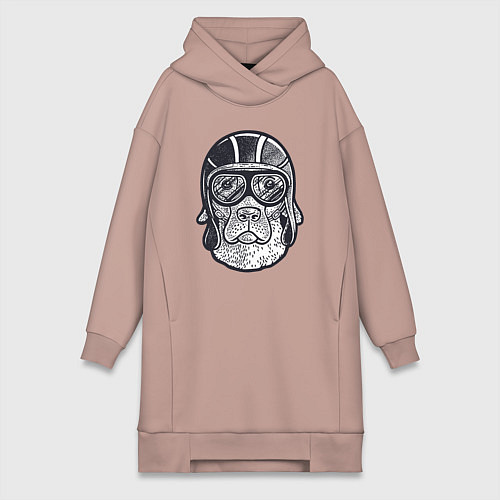 Женская толстовка-платье Пёс авиатор / Пыльно-розовый – фото 1