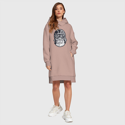 Женская толстовка-платье Пёс авиатор / Пыльно-розовый – фото 4