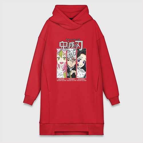 Женская толстовка-платье Клинок рассекающий демонов столпы Митсуи Тенген Ши / Красный – фото 1