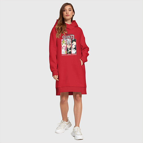 Женская толстовка-платье Клинок рассекающий демонов столпы Митсуи Тенген Ши / Красный – фото 4