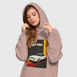 Женское худи-платье Audi Quattro автомобиль, цвет: пыльно-розовый — фото 2