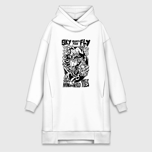 Женская толстовка-платье Небо зовёт летать / Белый – фото 1