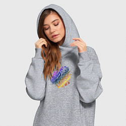 Женское худи-платье Орнамент со скрипичным ключом, цвет: меланж — фото 2