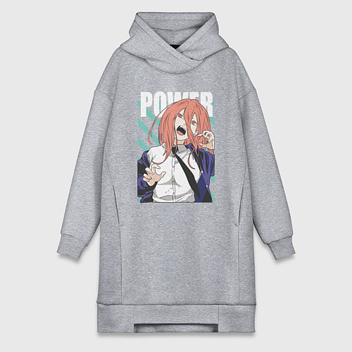 Женская толстовка-платье Человек-бензопила Пауэр Power / Меланж – фото 1