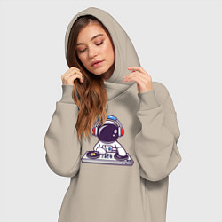 Женское худи-платье Космонавт диджей, цвет: миндальный — фото 2