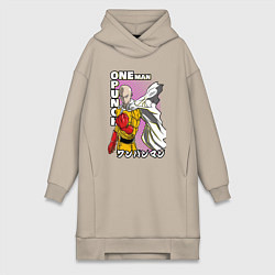 Женское худи-платье One-Punch Man Ванпанч, цвет: миндальный