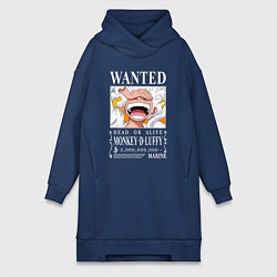 Женское худи-платье Monkey D Luffy - wanted, цвет: тёмно-синий