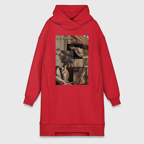 Женская толстовка-платье Музыка эстетика / Красный – фото 1