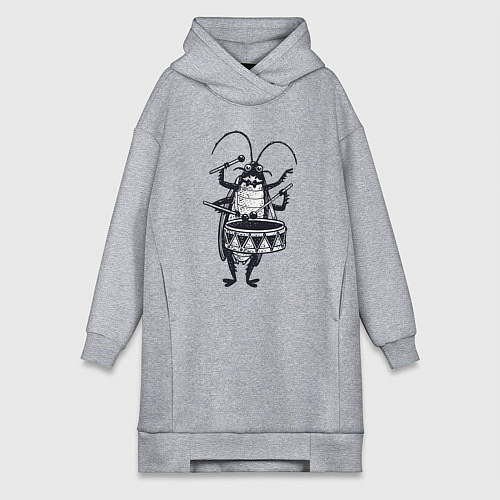 Женская толстовка-платье Таракан барабанщик / Меланж – фото 1