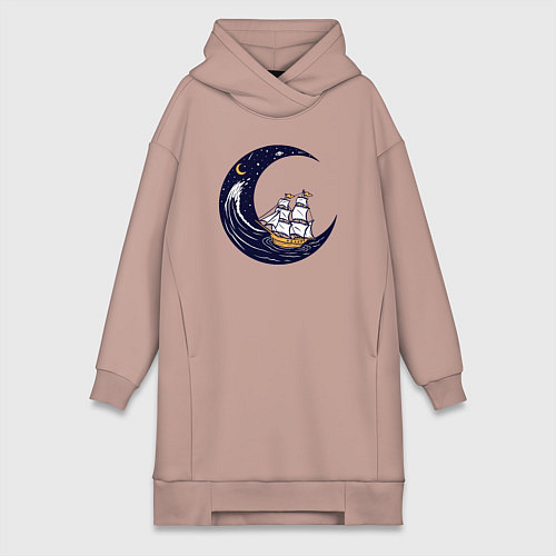 Женская толстовка-платье Парусник и космос / Пыльно-розовый – фото 1