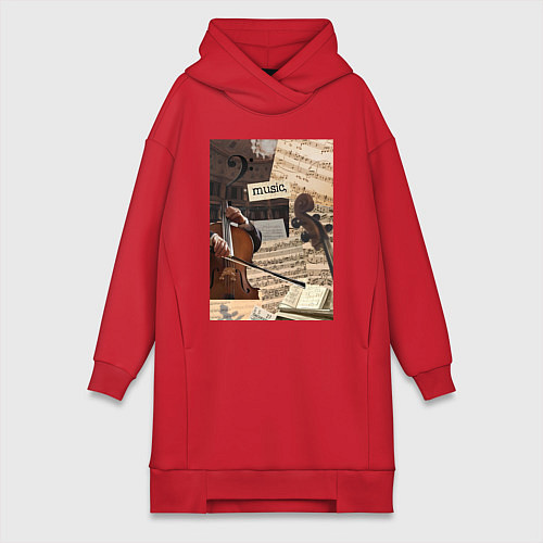 Женская толстовка-платье Музыка эстетика / Красный – фото 1