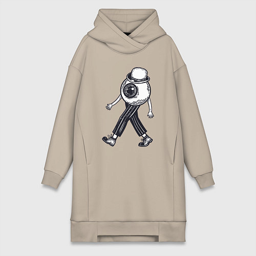 Женская толстовка-платье Глаз человек / Миндальный – фото 1