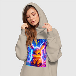 Женское худи-платье Пушистый милый Пикачу - нейроарт, цвет: миндальный — фото 2