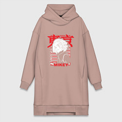 Женское худи-платье Токийские мстители Мандзиро Сано Майки, цвет: пыльно-розовый