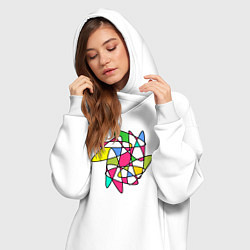 Женское худи-платье Абстрактный радужный коллейдоскоп, цвет: белый — фото 2