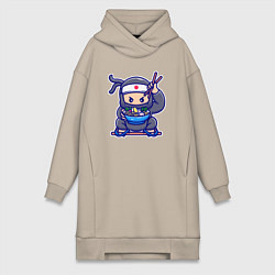 Женское худи-платье Ниндзя рамен, цвет: миндальный