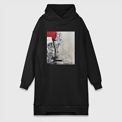 Женское худи-платье Abstract Red, цвет: черный