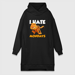 Женское худи-платье Гарфилд ненавижу понедельники, цвет: черный