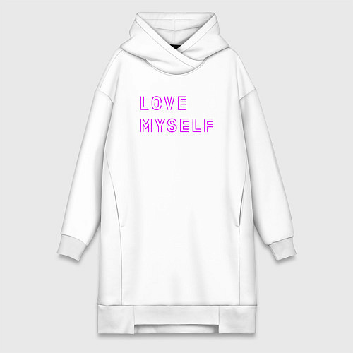 Женская толстовка-платье Надпись love myself BTS / Белый – фото 1