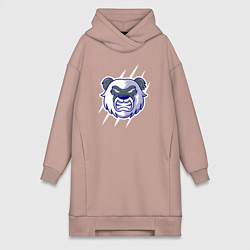 Женское худи-платье Злая панда, цвет: пыльно-розовый