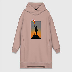 Женское худи-платье Человек с осетинским флагом, цвет: пыльно-розовый