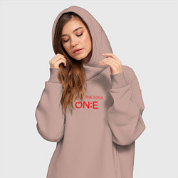 Женское худи-платье BTS надпись map of the soul one, цвет: пыльно-розовый — фото 2