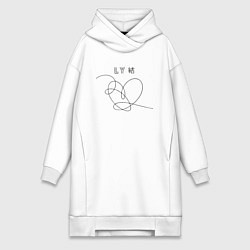 Женское худи-платье BTS Love, цвет: белый