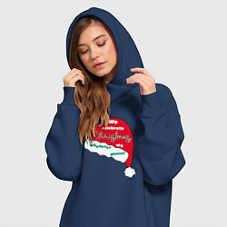 Женское худи-платье Шапка Санта Клауса - мы празднуем Рождество когда, цвет: тёмно-синий — фото 2