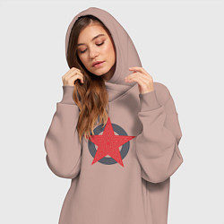 Женское худи-платье Red star symbol, цвет: пыльно-розовый — фото 2