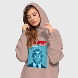 Женское худи-платье Трамп - челюсти, цвет: пыльно-розовый — фото 2