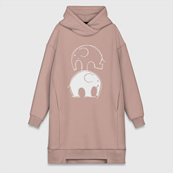 Женское худи-платье Два слона, цвет: пыльно-розовый