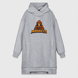 Женское худи-платье Грозные обезьяны, цвет: меланж
