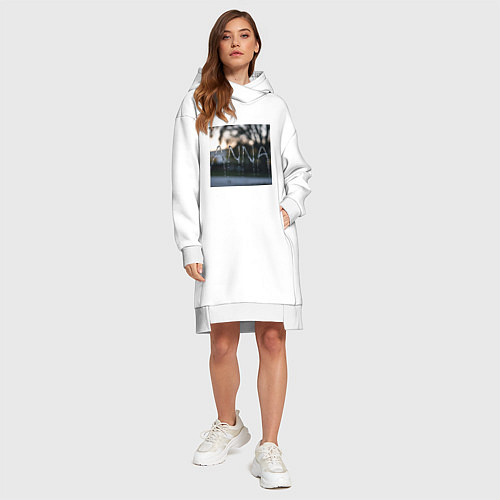 Женская толстовка-платье Имя Анна из капель дождя / Белый – фото 4