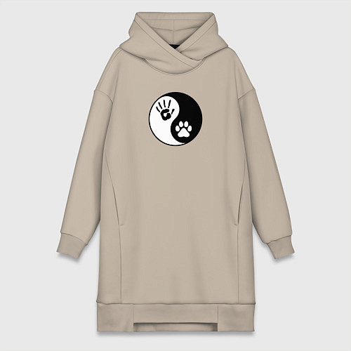 Женская толстовка-платье Инь ян символ квадробика / Миндальный – фото 1