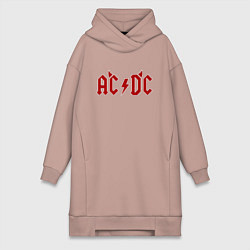 Женское худи-платье AC DC devil, цвет: пыльно-розовый