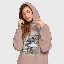 Женское худи-платье Балет ноты, цвет: пыльно-розовый — фото 2