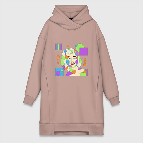 Женская толстовка-платье Мэрилин Монро абстрактный женский портрет / Пыльно-розовый – фото 1