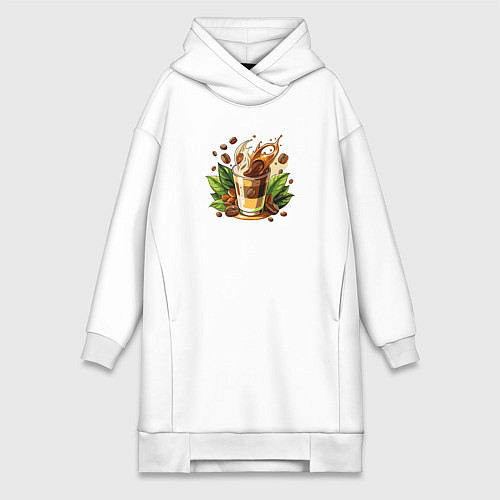 Женская толстовка-платье Стакан кофе с молоком / Белый – фото 1
