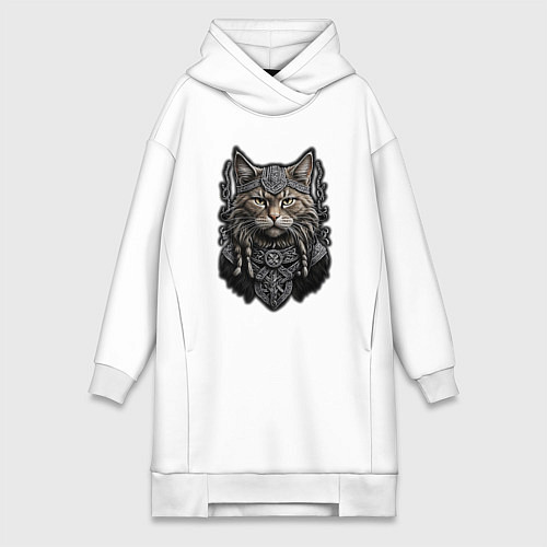 Женская толстовка-платье Кот викинг / Белый – фото 1