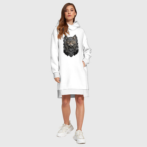 Женская толстовка-платье Кот викинг / Белый – фото 4