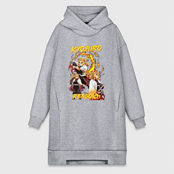 Женское худи-платье Клинок рассекающий демонов комбо Ренгоку, цвет: меланж