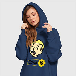 Женское худи-платье Vault boy - covid 19, цвет: тёмно-синий — фото 2