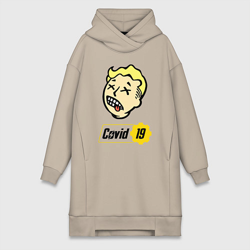 Женская толстовка-платье Vault boy - covid 19 / Миндальный – фото 1